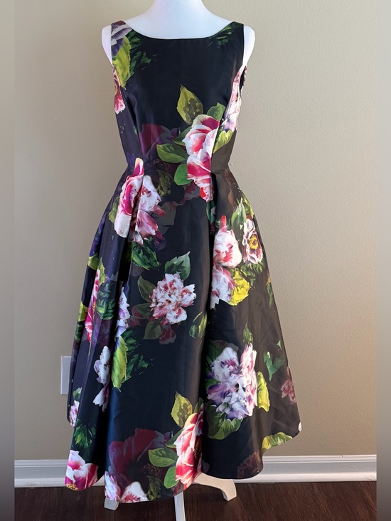 Adrianna Papell Dresses & Skirts - Adrianna Papell Black Dress with Pink, Green & Purple Floral Accents